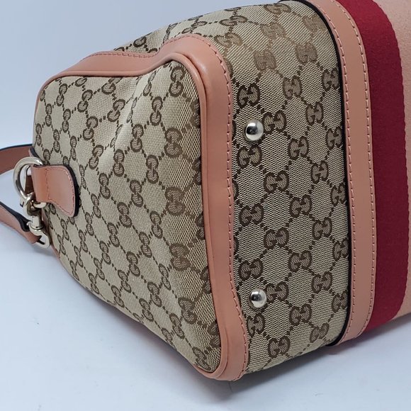 100% Auth Gucci Vintage Boston Canvas Satchel Bag - Picture 11 of 16